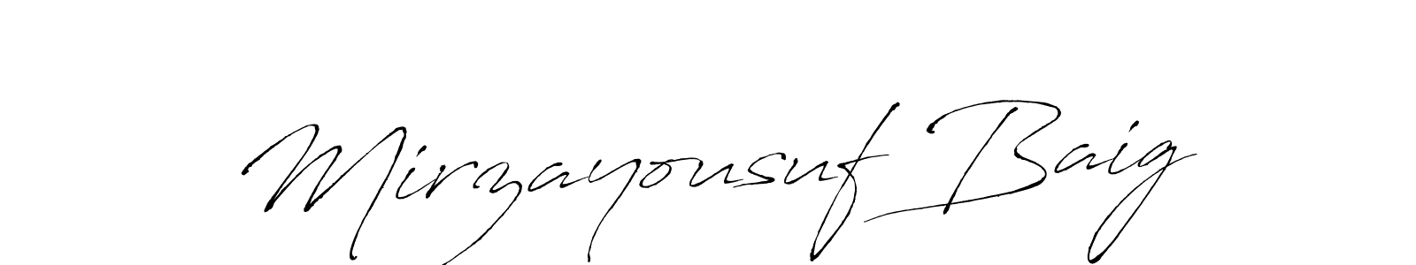 Mirzayousuf Baig stylish signature style. Best Handwritten Sign (Antro_Vectra) for my name. Handwritten Signature Collection Ideas for my name Mirzayousuf Baig. Mirzayousuf Baig signature style 6 images and pictures png