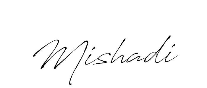 Make a beautiful signature design for name Mishadi. With this signature (Antro_Vectra) style, you can create a handwritten signature for free. Mishadi signature style 6 images and pictures png