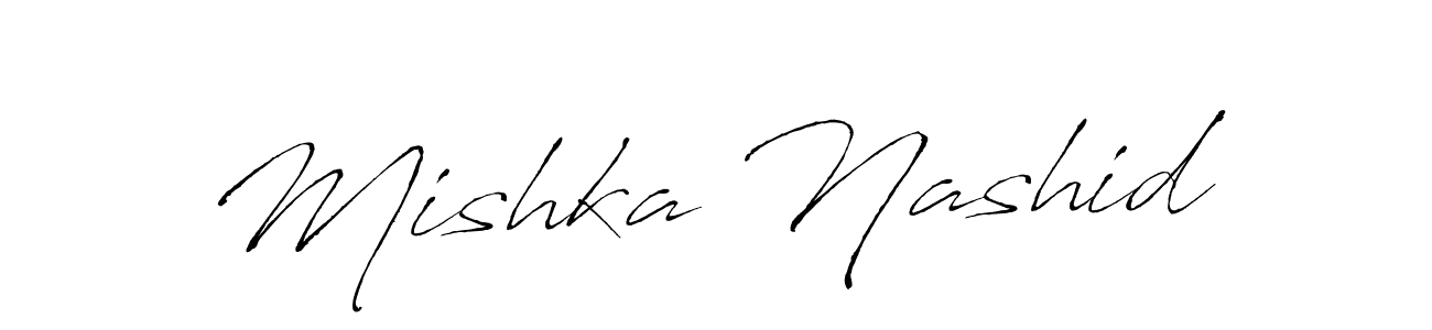 Antro_Vectra is a professional signature style that is perfect for those who want to add a touch of class to their signature. It is also a great choice for those who want to make their signature more unique. Get Mishka Nashid name to fancy signature for free. Mishka Nashid signature style 6 images and pictures png