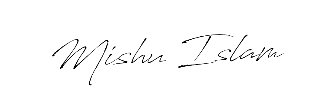 Create a beautiful signature design for name Mishu Islam. With this signature (Antro_Vectra) fonts, you can make a handwritten signature for free. Mishu Islam signature style 6 images and pictures png