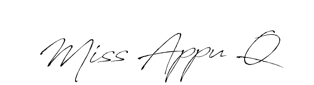 Also You can easily find your signature by using the search form. We will create Miss Appu Q name handwritten signature images for you free of cost using Antro_Vectra sign style. Miss Appu Q signature style 6 images and pictures png