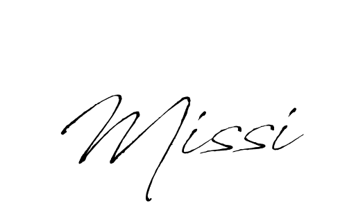 Design your own signature with our free online signature maker. With this signature software, you can create a handwritten (Antro_Vectra) signature for name Missi. Missi signature style 6 images and pictures png