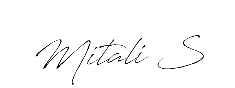 The best way (Antro_Vectra) to make a short signature is to pick only two or three words in your name. The name Mitali S include a total of six letters. For converting this name. Mitali S signature style 6 images and pictures png