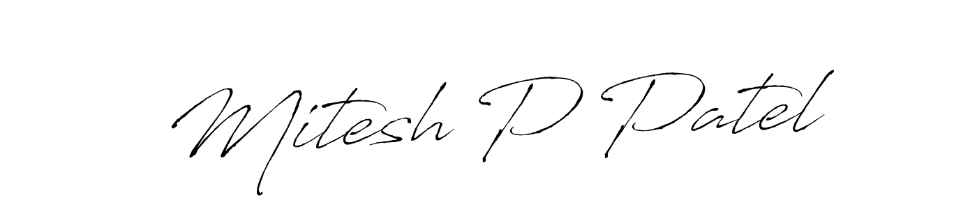 How to make Mitesh P Patel name signature. Use Antro_Vectra style for creating short signs online. This is the latest handwritten sign. Mitesh P Patel signature style 6 images and pictures png
