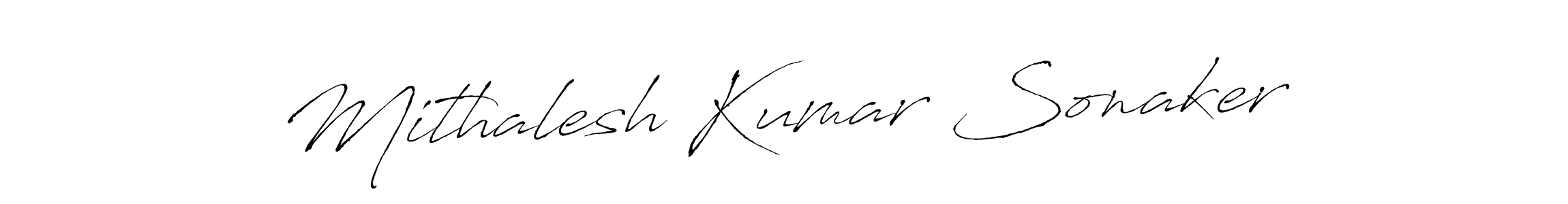 How to make Mithalesh Kumar Sonaker name signature. Use Antro_Vectra style for creating short signs online. This is the latest handwritten sign. Mithalesh Kumar Sonaker signature style 6 images and pictures png