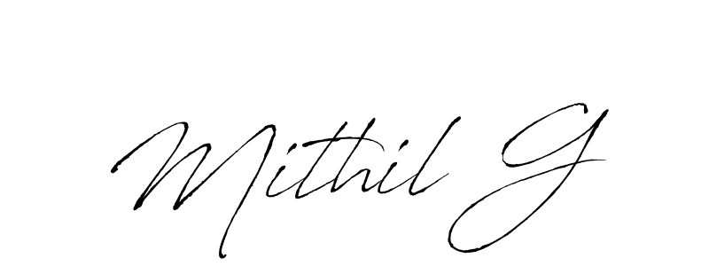 Also we have Mithil G name is the best signature style. Create professional handwritten signature collection using Antro_Vectra autograph style. Mithil G signature style 6 images and pictures png