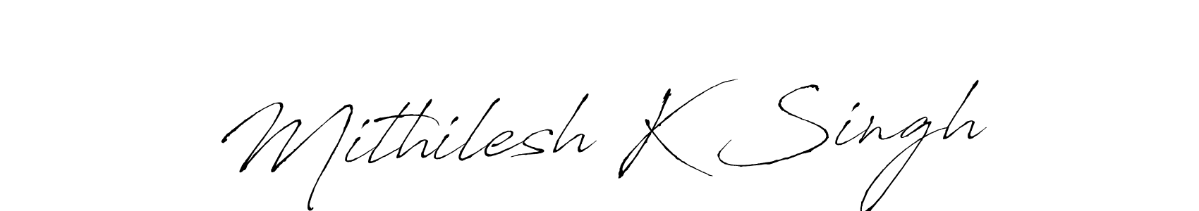 Antro_Vectra is a professional signature style that is perfect for those who want to add a touch of class to their signature. It is also a great choice for those who want to make their signature more unique. Get Mithilesh K Singh name to fancy signature for free. Mithilesh K Singh signature style 6 images and pictures png