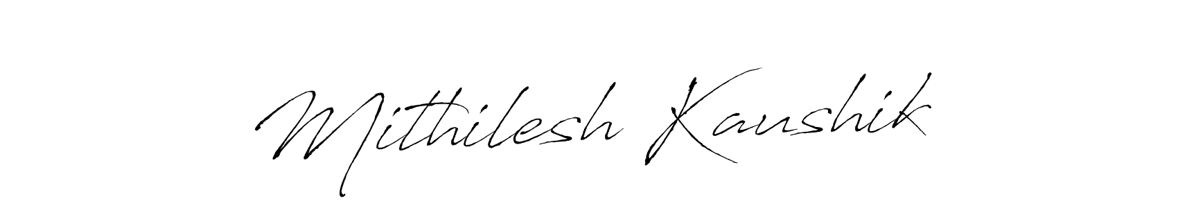 Also we have Mithilesh Kaushik name is the best signature style. Create professional handwritten signature collection using Antro_Vectra autograph style. Mithilesh Kaushik signature style 6 images and pictures png