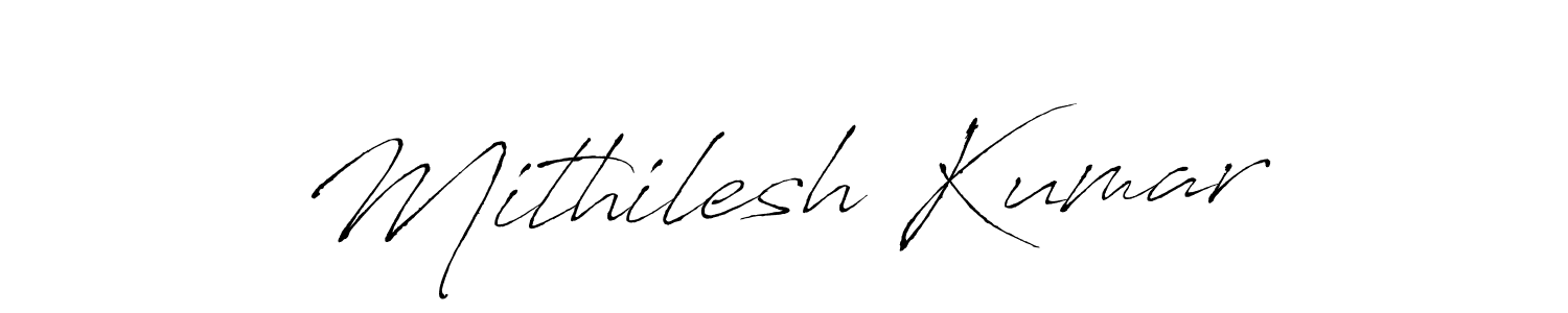How to make Mithilesh Kumar name signature. Use Antro_Vectra style for creating short signs online. This is the latest handwritten sign. Mithilesh Kumar signature style 6 images and pictures png
