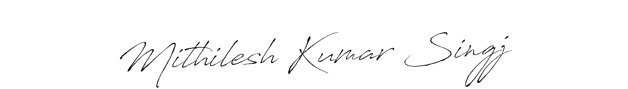 The best way (Antro_Vectra) to make a short signature is to pick only two or three words in your name. The name Mithilesh Kumar Singj include a total of six letters. For converting this name. Mithilesh Kumar Singj signature style 6 images and pictures png