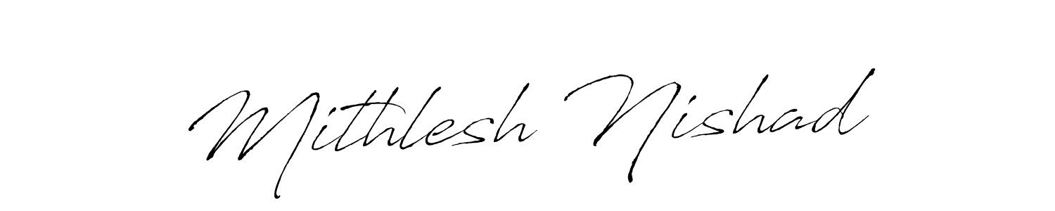 How to make Mithlesh Nishad name signature. Use Antro_Vectra style for creating short signs online. This is the latest handwritten sign. Mithlesh Nishad signature style 6 images and pictures png