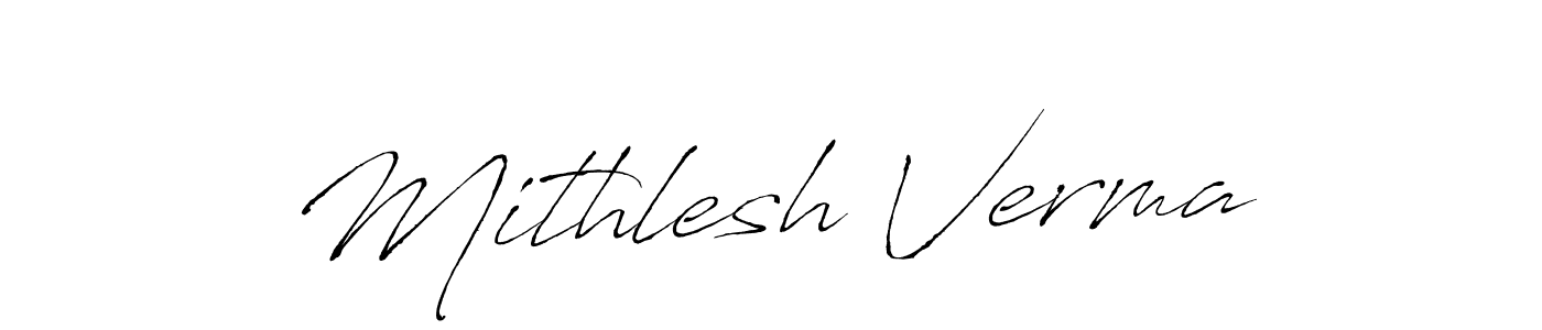 How to make Mithlesh Verma name signature. Use Antro_Vectra style for creating short signs online. This is the latest handwritten sign. Mithlesh Verma signature style 6 images and pictures png