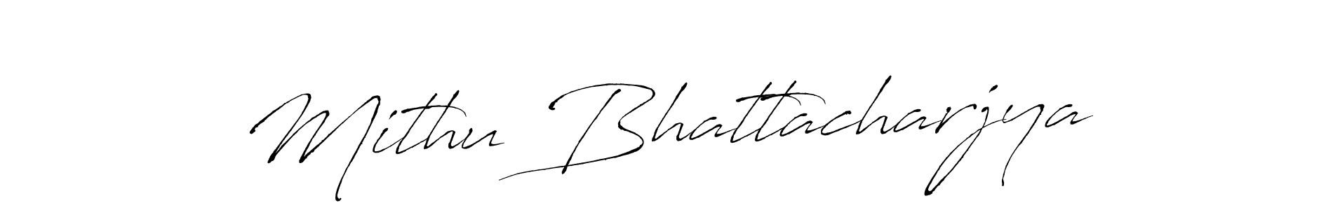 How to make Mithu Bhattacharjya name signature. Use Antro_Vectra style for creating short signs online. This is the latest handwritten sign. Mithu Bhattacharjya signature style 6 images and pictures png