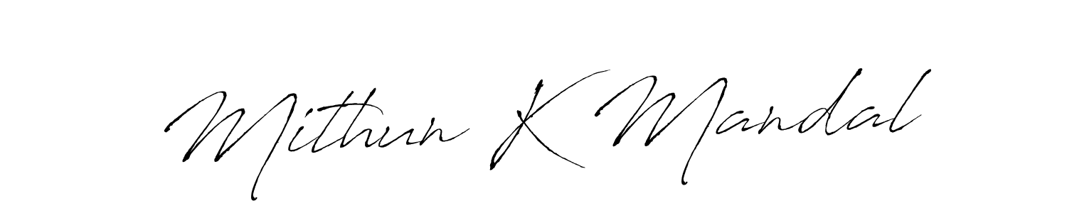 Antro_Vectra is a professional signature style that is perfect for those who want to add a touch of class to their signature. It is also a great choice for those who want to make their signature more unique. Get Mithun K Mandal name to fancy signature for free. Mithun K Mandal signature style 6 images and pictures png