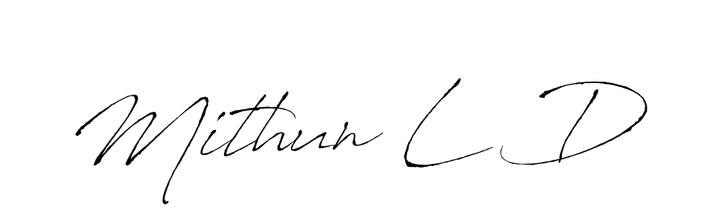 Also You can easily find your signature by using the search form. We will create Mithun L D name handwritten signature images for you free of cost using Antro_Vectra sign style. Mithun L D signature style 6 images and pictures png