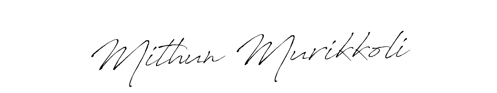 The best way (Antro_Vectra) to make a short signature is to pick only two or three words in your name. The name Mithun Murikkoli include a total of six letters. For converting this name. Mithun Murikkoli signature style 6 images and pictures png