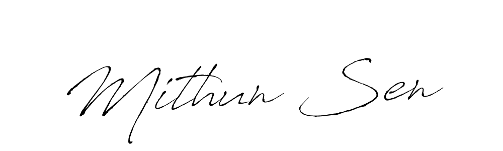 Use a signature maker to create a handwritten signature online. With this signature software, you can design (Antro_Vectra) your own signature for name Mithun Sen. Mithun Sen signature style 6 images and pictures png