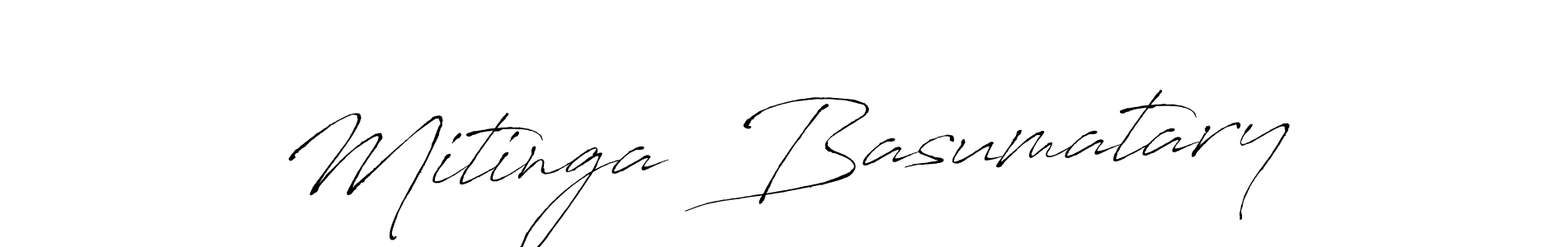 The best way (Antro_Vectra) to make a short signature is to pick only two or three words in your name. The name Mitinga  Basumatary include a total of six letters. For converting this name. Mitinga  Basumatary signature style 6 images and pictures png