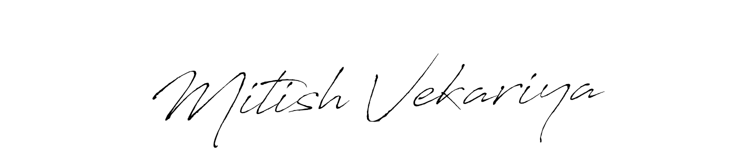 How to make Mitish Vekariya name signature. Use Antro_Vectra style for creating short signs online. This is the latest handwritten sign. Mitish Vekariya signature style 6 images and pictures png