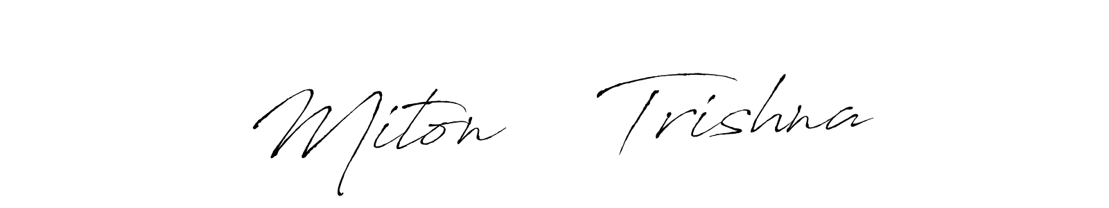 This is the best signature style for the Miton    Trishna name. Also you like these signature font (Antro_Vectra). Mix name signature. Miton    Trishna signature style 6 images and pictures png
