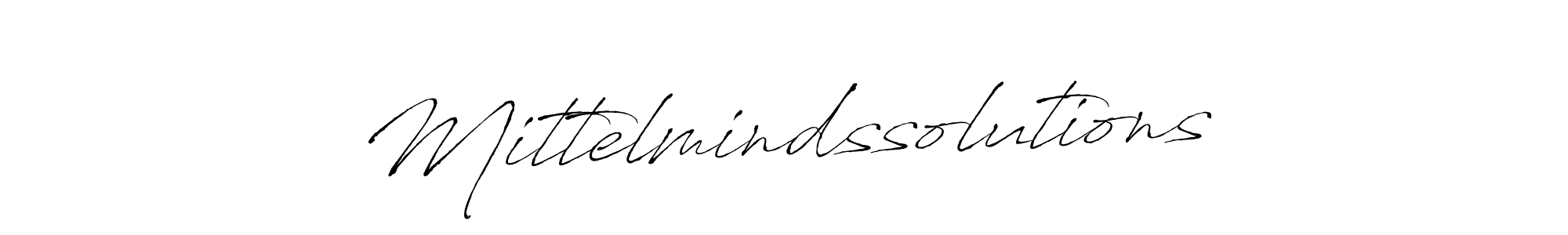 Mittelmindssolutions stylish signature style. Best Handwritten Sign (Antro_Vectra) for my name. Handwritten Signature Collection Ideas for my name Mittelmindssolutions. Mittelmindssolutions signature style 6 images and pictures png