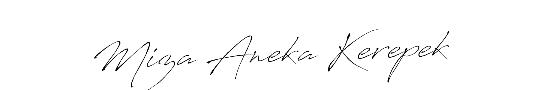 Make a beautiful signature design for name Miza Aneka Kerepek. With this signature (Antro_Vectra) style, you can create a handwritten signature for free. Miza Aneka Kerepek signature style 6 images and pictures png