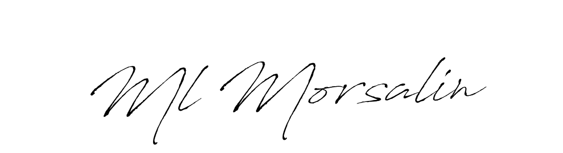 Make a beautiful signature design for name Ml Morsalin. With this signature (Antro_Vectra) style, you can create a handwritten signature for free. Ml Morsalin signature style 6 images and pictures png