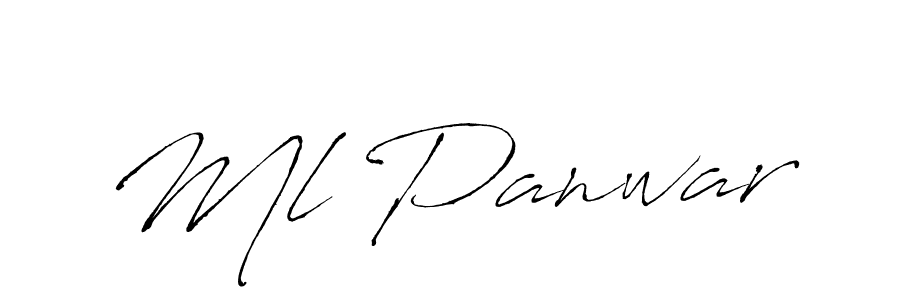 The best way (Antro_Vectra) to make a short signature is to pick only two or three words in your name. The name Ml Panwar include a total of six letters. For converting this name. Ml Panwar signature style 6 images and pictures png