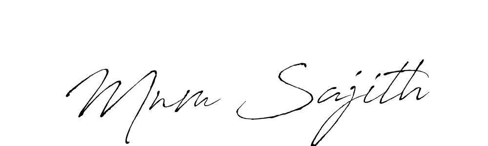 Make a beautiful signature design for name Mnm Sajith. With this signature (Antro_Vectra) style, you can create a handwritten signature for free. Mnm Sajith signature style 6 images and pictures png