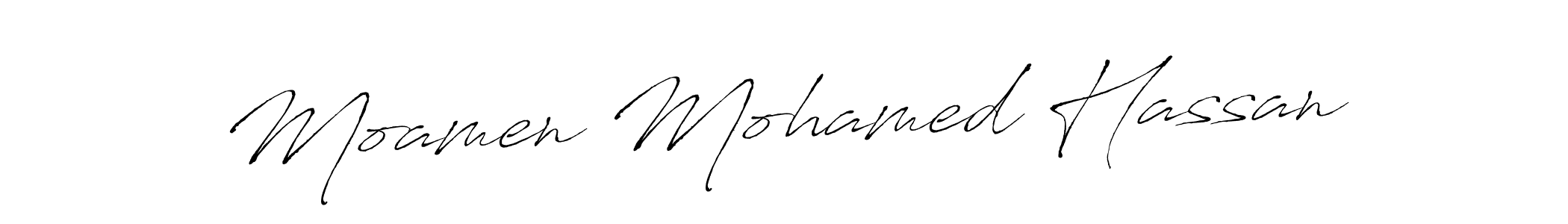 Design your own signature with our free online signature maker. With this signature software, you can create a handwritten (Antro_Vectra) signature for name Moamen Mohamed Hassan. Moamen Mohamed Hassan signature style 6 images and pictures png