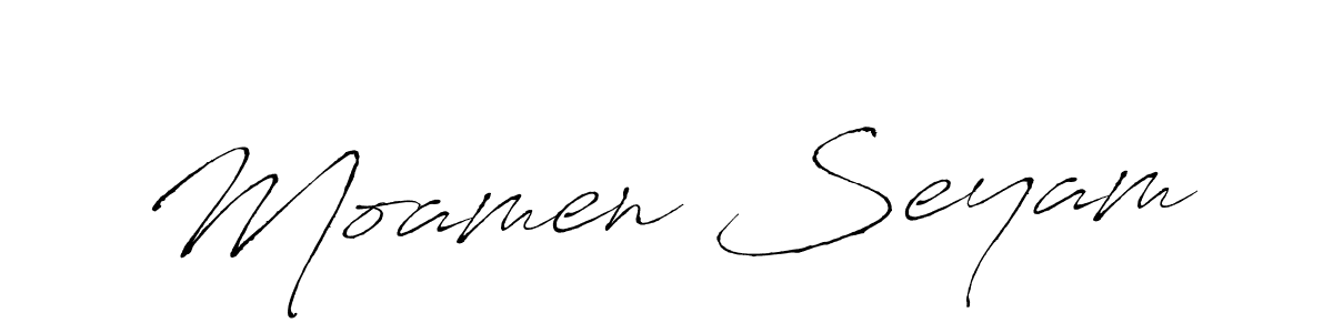 Use a signature maker to create a handwritten signature online. With this signature software, you can design (Antro_Vectra) your own signature for name Moamen Seyam. Moamen Seyam signature style 6 images and pictures png