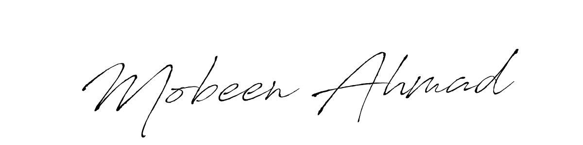 The best way (Antro_Vectra) to make a short signature is to pick only two or three words in your name. The name Mobeen Ahmad include a total of six letters. For converting this name. Mobeen Ahmad signature style 6 images and pictures png