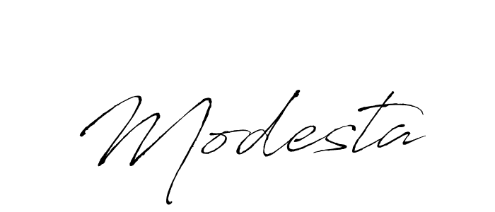 Make a beautiful signature design for name Modesta. With this signature (Antro_Vectra) style, you can create a handwritten signature for free. Modesta signature style 6 images and pictures png