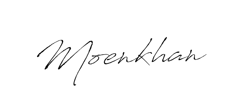 Create a beautiful signature design for name Moenkhan. With this signature (Antro_Vectra) fonts, you can make a handwritten signature for free. Moenkhan signature style 6 images and pictures png