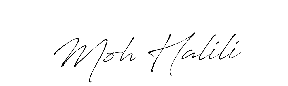 if you are searching for the best signature style for your name Moh Halili. so please give up your signature search. here we have designed multiple signature styles  using Antro_Vectra. Moh Halili signature style 6 images and pictures png