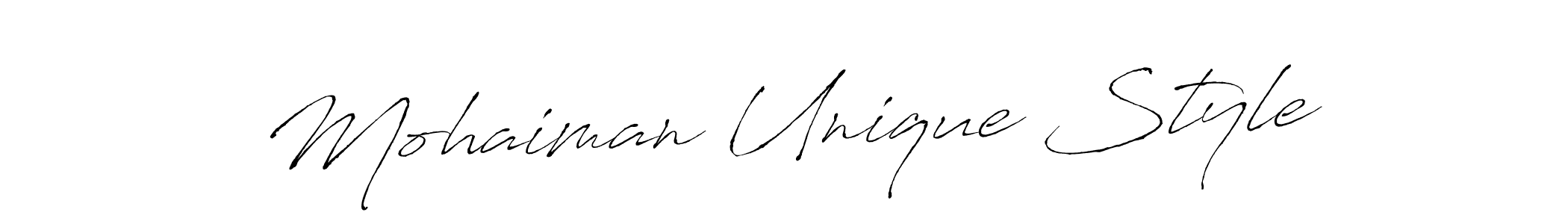 How to make Mohaiman Unique Style name signature. Use Antro_Vectra style for creating short signs online. This is the latest handwritten sign. Mohaiman Unique Style signature style 6 images and pictures png