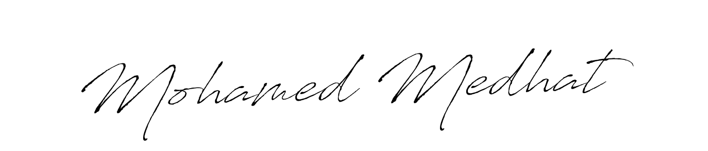 How to make Mohamed Medhat name signature. Use Antro_Vectra style for creating short signs online. This is the latest handwritten sign. Mohamed Medhat signature style 6 images and pictures png