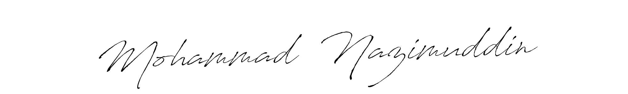 The best way (Antro_Vectra) to make a short signature is to pick only two or three words in your name. The name Mohammad  Nazimuddin include a total of six letters. For converting this name. Mohammad  Nazimuddin signature style 6 images and pictures png