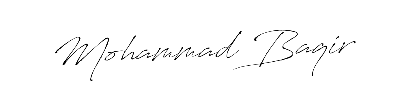 How to make Mohammad Baqir name signature. Use Antro_Vectra style for creating short signs online. This is the latest handwritten sign. Mohammad Baqir signature style 6 images and pictures png