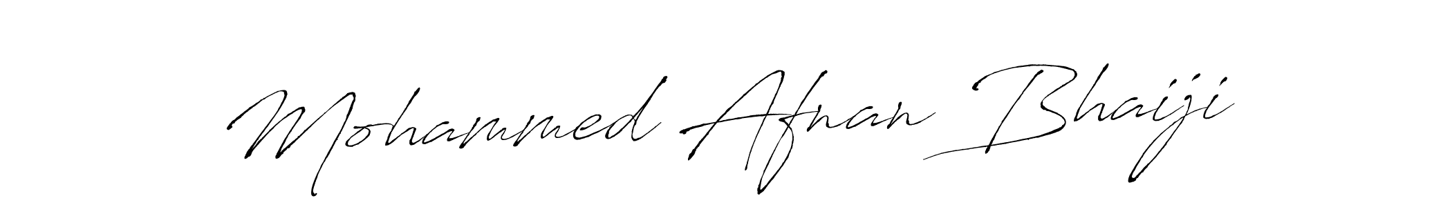 How to make Mohammed Afnan Bhaiji name signature. Use Antro_Vectra style for creating short signs online. This is the latest handwritten sign. Mohammed Afnan Bhaiji signature style 6 images and pictures png