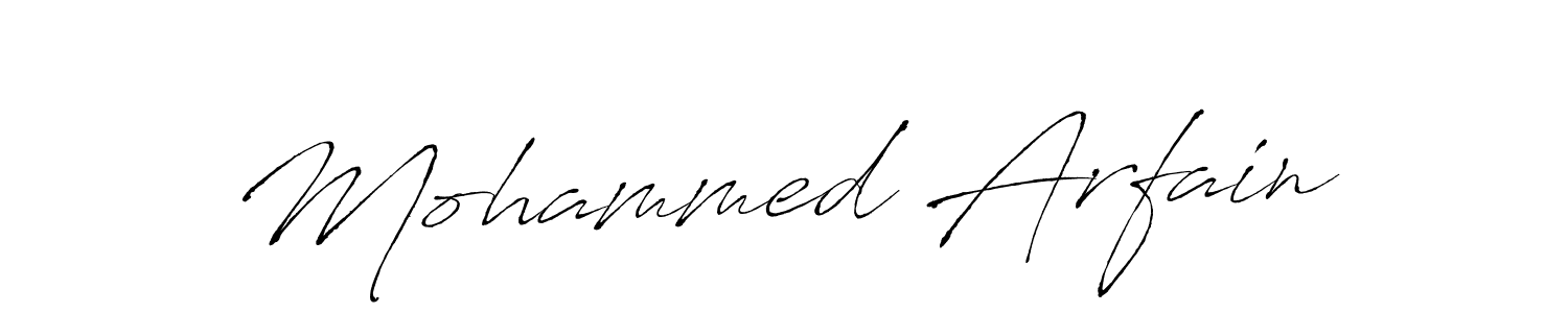 How to make Mohammed Arfain name signature. Use Antro_Vectra style for creating short signs online. This is the latest handwritten sign. Mohammed Arfain signature style 6 images and pictures png