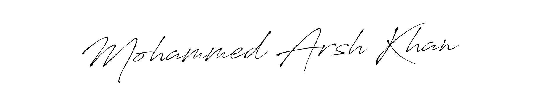 How to make Mohammed Arsh Khan name signature. Use Antro_Vectra style for creating short signs online. This is the latest handwritten sign. Mohammed Arsh Khan signature style 6 images and pictures png