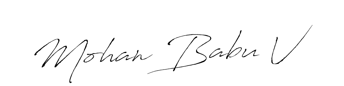 How to make Mohan Babu V name signature. Use Antro_Vectra style for creating short signs online. This is the latest handwritten sign. Mohan Babu V signature style 6 images and pictures png
