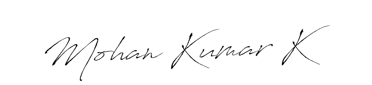 Make a beautiful signature design for name Mohan Kumar K. With this signature (Antro_Vectra) style, you can create a handwritten signature for free. Mohan Kumar K signature style 6 images and pictures png