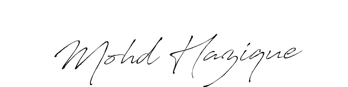Antro_Vectra is a professional signature style that is perfect for those who want to add a touch of class to their signature. It is also a great choice for those who want to make their signature more unique. Get Mohd Hazique name to fancy signature for free. Mohd Hazique signature style 6 images and pictures png