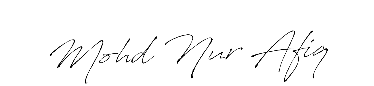 How to make Mohd Nur Afiq name signature. Use Antro_Vectra style for creating short signs online. This is the latest handwritten sign. Mohd Nur Afiq signature style 6 images and pictures png