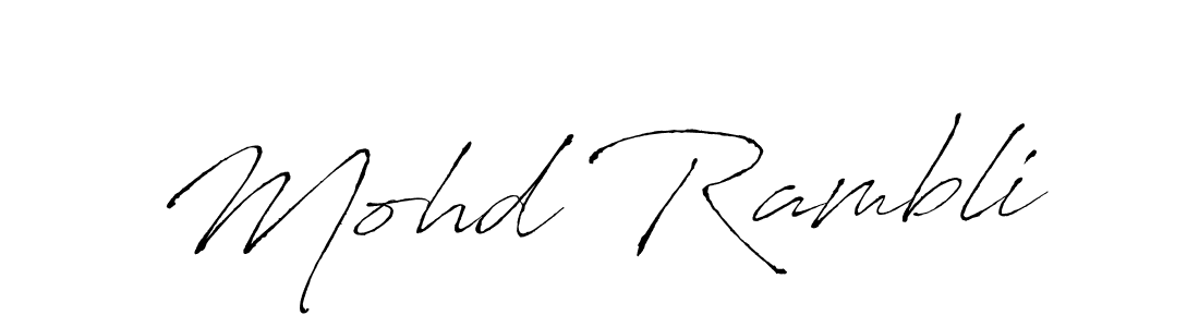 Design your own signature with our free online signature maker. With this signature software, you can create a handwritten (Antro_Vectra) signature for name Mohd Rambli. Mohd Rambli signature style 6 images and pictures png