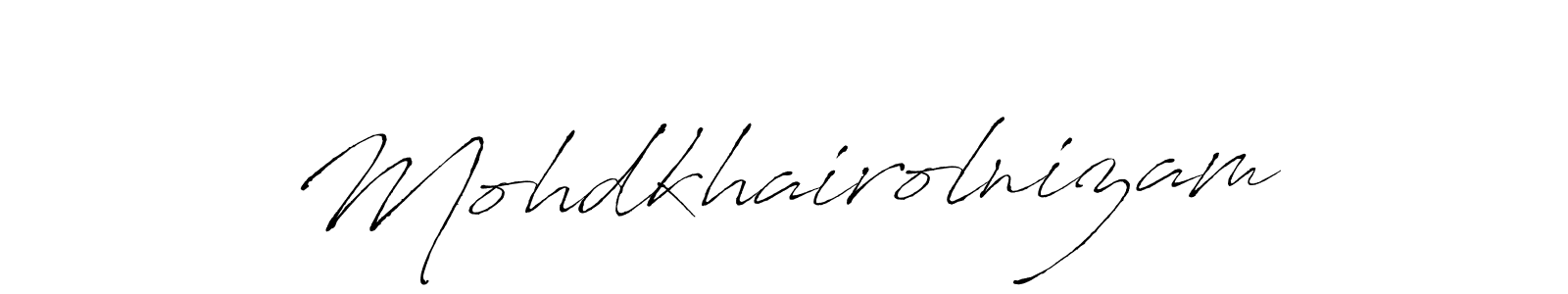 How to make Mohdkhairolnizam name signature. Use Antro_Vectra style for creating short signs online. This is the latest handwritten sign. Mohdkhairolnizam signature style 6 images and pictures png