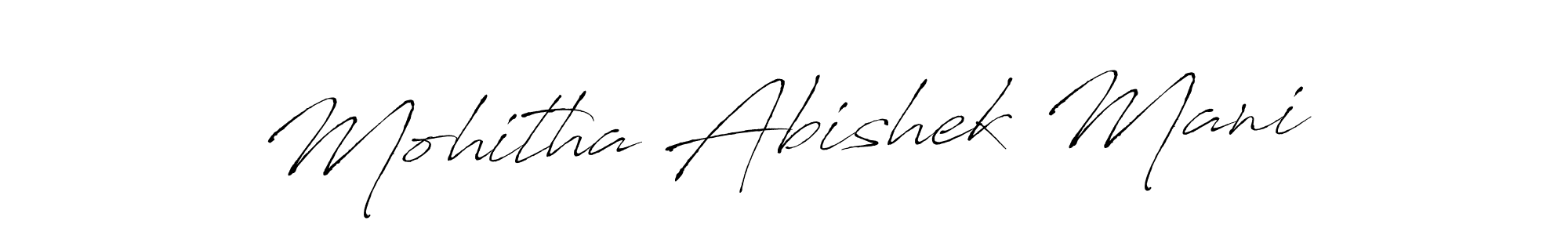 if you are searching for the best signature style for your name Mohitha Abishek Mani. so please give up your signature search. here we have designed multiple signature styles  using Antro_Vectra. Mohitha Abishek Mani signature style 6 images and pictures png