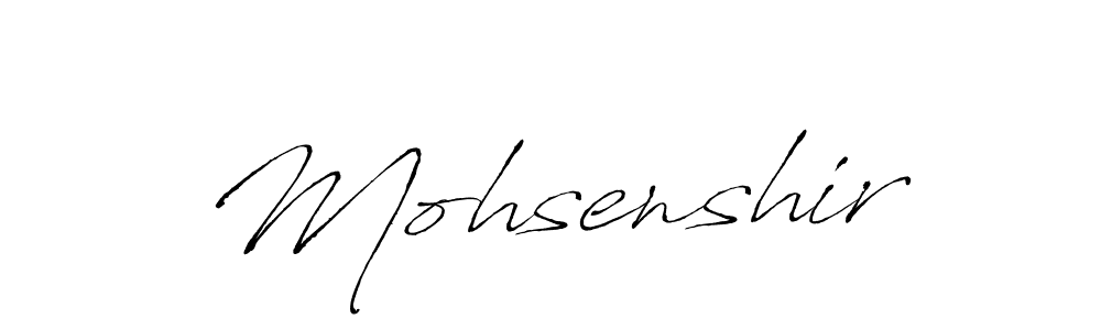 Use a signature maker to create a handwritten signature online. With this signature software, you can design (Antro_Vectra) your own signature for name Mohsenshir. Mohsenshir signature style 6 images and pictures png